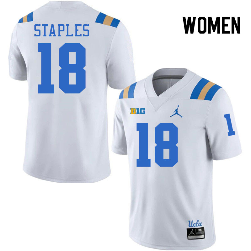 Women #18 Ezavier Staples Big 10 Conference College Football Jerseys Stitched-White